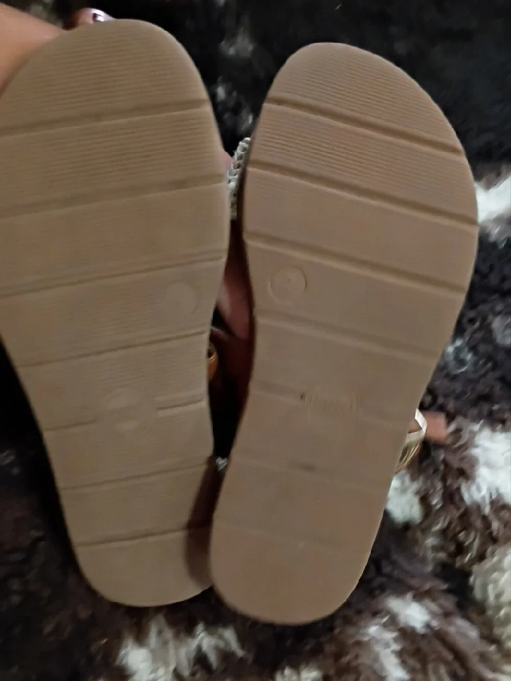 wonder nation Brown and Ivory Woven Strap Slingback Sandals